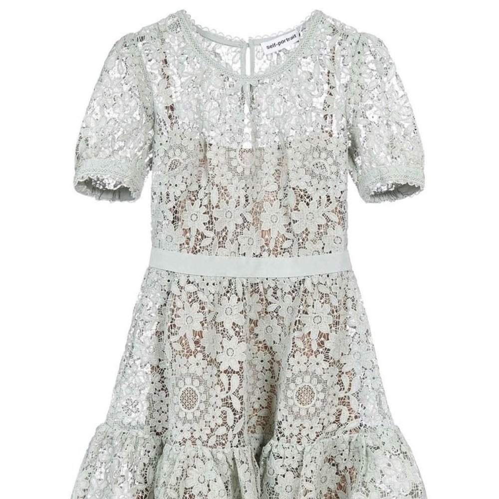 Self-Portrait Lace Panelled Mini Dress - UK10 / Gr